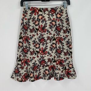 Agnes & Dora Women’s Floral Ruffle Hemline Pull On Pencil Flounce Skirt size S